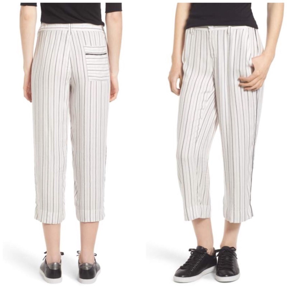 Treasure & Bond Crop Wide Leg Striped Trouser Pant